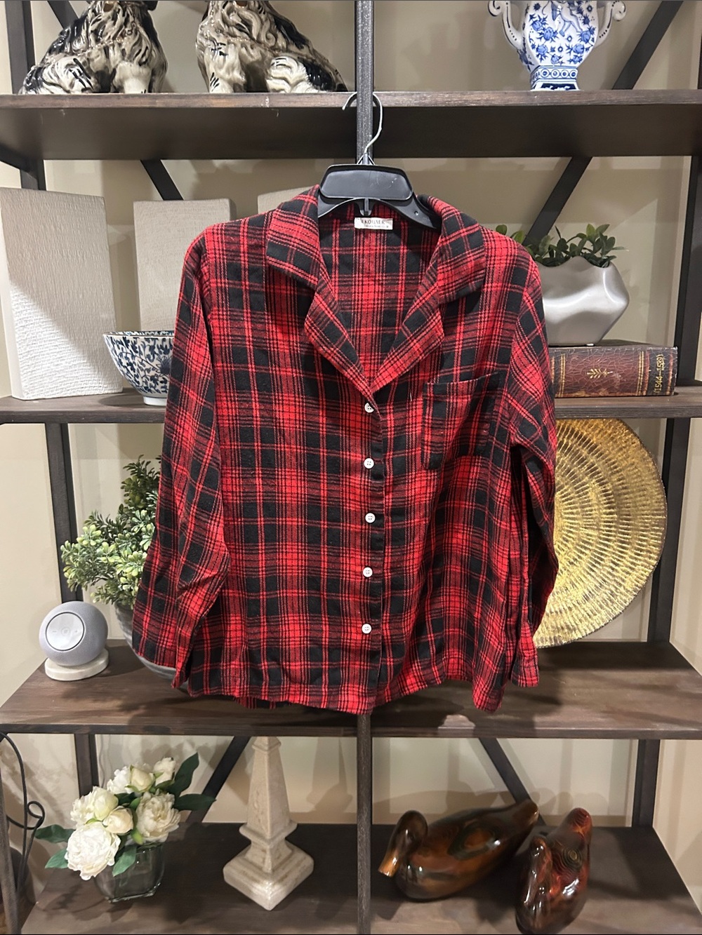 EKOUAER medium Plaid Button-Front Red Shirt - Brand Unspecified